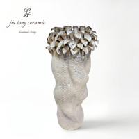 Vase en céramique nid d'abeille vieilli, blanc cassé, pour bouquet de fleurs, décoration artistique Wabi Sabi