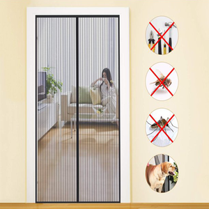 Tenda per porta Zanzariera in poliestere invisibile personalizzata tenda magnetica per Zanzariera con schermo a rete per porta francese Gary Stripe - Product Image 2