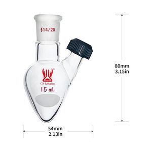 Laboratoriumglaswerk <span class=keywords><strong>2</strong></span>-halsige peervormige kolven, dikwandig borosilicaatglas, hittebestendig, reactiekolven met schroefdop - Product Image 6