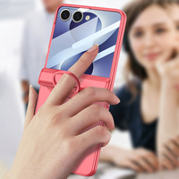 Étui de téléphone en cuir PU antichoc pour Z Flip 8 avec anneau de maintien et support de téléphone en verre trempé
