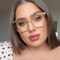 Gafas de lectura con montura de ojo de gato extragrande 2026 para mujer, diseño de moda, lentes ópticas con gradiente marrón y antiluz azul