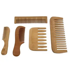 Wooden Hair Comb And Hair Brush Set Wide Tooth neem wood comb