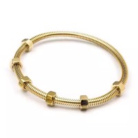Bracelet à vis en acier inoxydable plaqué or en cuir pour homme Fermoir magnétique Géométrique Bijoux de mode Étanche Personnalisé
