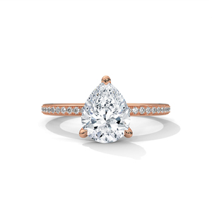 RAAMAA Customized 10k, 14k Rose Gold Vintage Style Wedding/Engagement <b>Couple</b> <b>Ring</b> with Lab Grown Diamond Pear Cut - Product Image 1