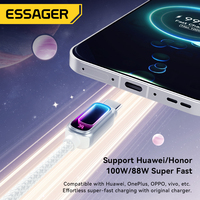 Câble de données USB tressé ESSAGER ES-X81 1m 2m en alliage de zinc USB2.0 7A PD 100W à charge rapide Type A vers Type C pour téléphone portable