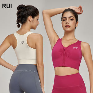 RUIQUWIN femmes léger soutien-gorge de Yoga à soutien élevé séchage rapide sans manches Fitness gilet fermeture éclair serré haut d'entraînement Logo personnalisé imprimer - Product Image 1