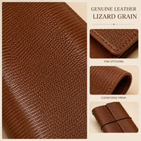Carnet A5 à trois volets en cuir grainé lézard gaufré personnalisé, organiseur enveloppant, logo personnalisé, cousu fil, cadeau de luxe