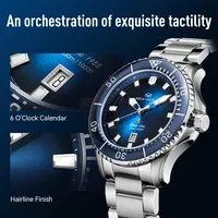Montre de plongée automatique mécanique pour homme Seagull 40 mm, série Ocean Pro, acier inoxydable, 300 m de plongée, cristal saphir 1213