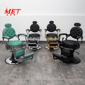Neu Eingetroffener Moderner Friseurstuhl aus Farbigem Leder mit Rundem Sockel und Großer Hydraulikpumpe, Verstellbarer Salon-Stuhl - Product Image 6