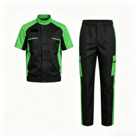Uniforme de Trabajo OEM de Dos Tonos con Cuello Alto y Bolsillos Tipo Cargo, Uniforme para Personal de Fábrica de Detallado Automotriz, Logotipo Bordado Personalizado