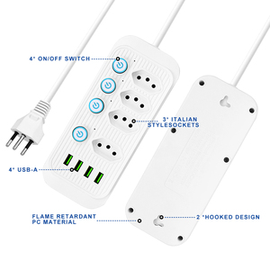 Multiprise électrique brésilienne avec 4 <span class=keywords><strong>prises</strong></span> et 4 ports USB, protection contre les surcharges - Product Image 3