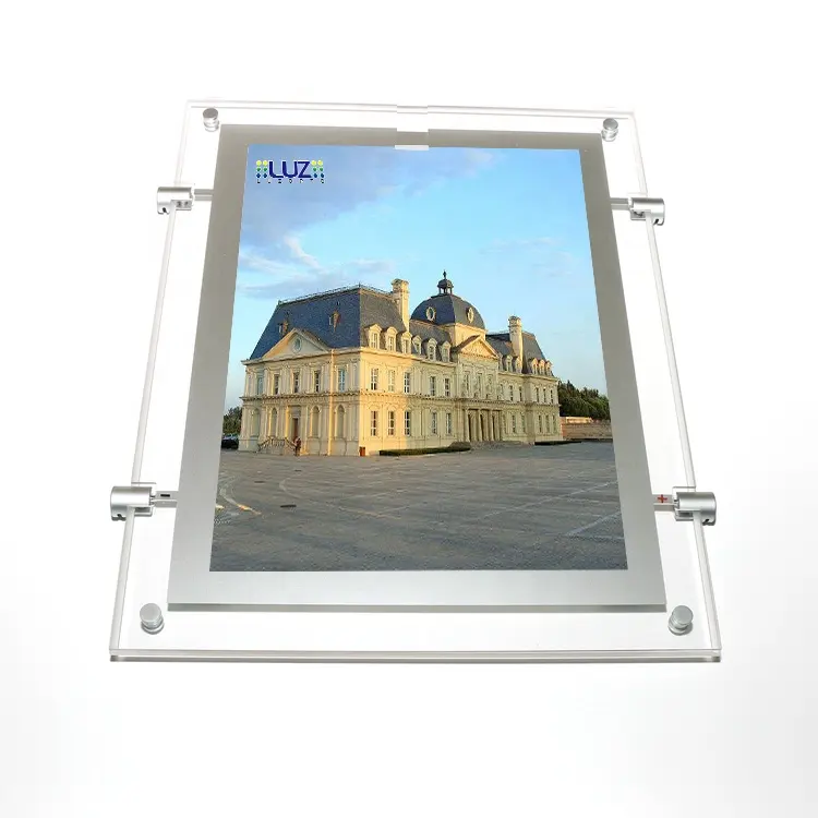 Backlit Led Photo Frame Led Window Hanging Display Illuminated Acrylic Panel Crystal Light Box for Real Estate Agent