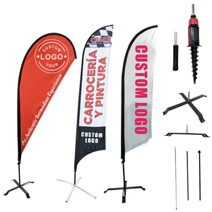 Grandes drapeaux plumeaux professionnels, drapeaux plumeaux à picots avec piquet de sol pour événements intérieurs et extérieurs, promotion, impression personnalisée - Product Image 1