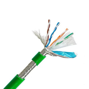 สายอีเธอร์เน็ต Cat6 สำหรับงานอุตสาหกรรม แบบป้องกันสองชั้น SFTP สายเน็ตเวิร์คแบบยืดหยุ่นสูงสำหรับรางลากสาย รองรับกิกะบิต RJ45 สีเขียว - Product Image 1