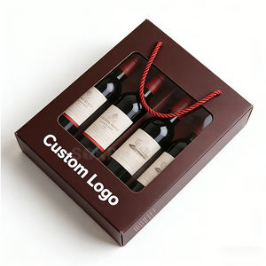 Boîte rigide en carton écologique personnalisée pour deux bouteilles de vin de Bordeaux de 750 ml avec fenêtre et poignée, emballage cadeau pour vin - Product Image 6