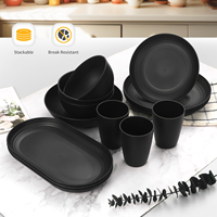 Lot de 48 pièces de vaisselle réutilisable en paille de blé, design classique multicolore, pour livraison rapide