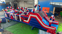 Parcours d'obstacles gonflable commercial avec toboggan pour enfants et adultes, idéal pour le team building et les événements de location en extérieur
