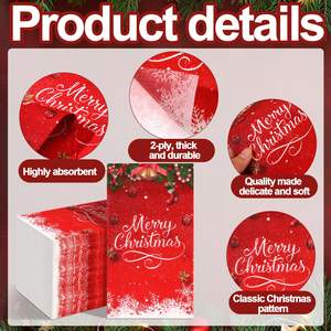 مناديل بتصميم العطلة مع شعار مناديل مزخرفة لأحداث عيد الميلاد مناديل للاستعمال مرة واحدة - Product Image 4