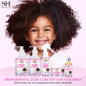 Chăm sóc tóc trẻ em màu đen tự nhiên thiết lập trẻ em chăm sóc sâu dầu gội và điều hòa phục hồi độ ẩm và tỏa sáng