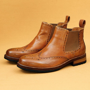 Botas de cáñamo para hombre, de cuero, con cordones, estilo inglés, vintage, con suela de goma cosida a mano Goodyear, impermeables, antideslizantes, para trabajo. - Product Image 6