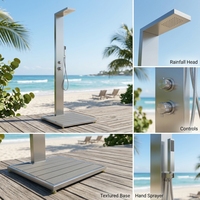 Robinet de douche extérieur autoportant en acier inoxydable 210*18, jet de pluie doux, design moderne, finition brossée, cartouche céramique