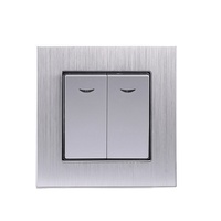 Interruptor de pared de 2 vías y 2 polos, estándar europeo, de aluminio cepillado, 10A, 220-250V~, para el hogar