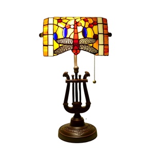 Chuồn chuồn ngân hàng cổ kính màu ngân hàng đèn bàn với dây chuyền kéo, đèn bàn cổ điển cho văn phòng nhà - Product Image 1