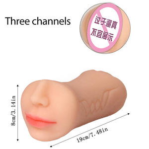 Realistischer Silikon Drei-in-Eins-Mastur bator für Männer Externe Genitalien mit Zungen lippen zähnen für Oralsex Masta - Product Image 6