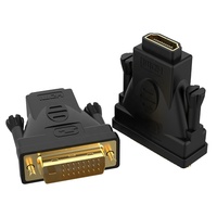 Convertidor de 1080P chapado en oro, convertidor DVI macho 24 1 A HDMI hembra, Adaptador convertidor
