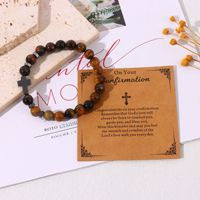 Bracelets de mode en hématite, croix, turquoise, agate noire mate, pierre de lave, œil de tigre, pierres naturelles