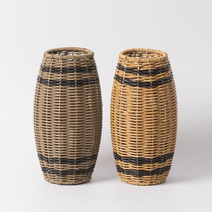 Vase en plastique tissé à la main, jaune brun, style rustique, décoration de bureau, arrangement floral, décoration intérieure - Product Image 5