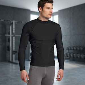 Men's Black <b>Long</b> <b>Sleeve</b> <b>Compression</b> <b>Shirt</b> Quick Dry Polyester Base Layer Top - Product Image 3