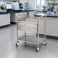 Chariot médical en acier inoxydable BT-SIT045, chariot utilitaire pour traitement, chariot à instruments d'hôpital, 2 niveaux avec roues, CE