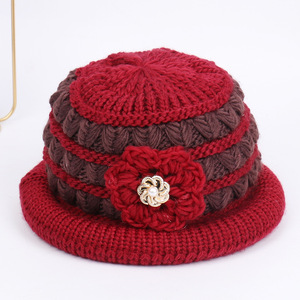 Chapeau bob en tricot d'hiver avec bordure rouge rose, chaud et épais pour femmes, protection du cou, pare-soleil pour le cyclisme en plein air - Product Image 2