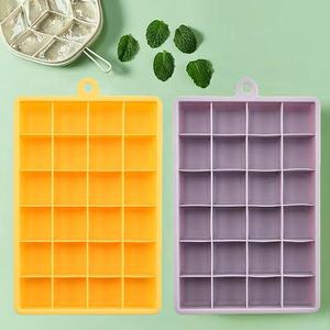 Récipient pour aliments pour bébé <span class=keywords><strong>à</strong></span> 24 cavités, treillis de glace <span class=keywords><strong>en</strong></span> <span class=keywords><strong>silicone</strong></span> couleur macaron avec couvercle, plateau <span class=keywords><strong>à</strong></span> glaçons ménager bricolage - Product Image 3