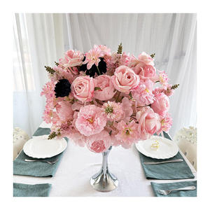 Romantic Dreamy Artificial Flower Ball Centerpiece Mixed Pink Roses Crystal Stand Wedding Home <b>Decor</b> Handmade High Simulation - Product Image 6