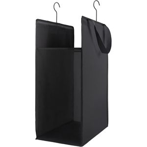 Hanging Laundry Hamper Black <b>Rectangular</b> Foldable With Handle For Closet Clothing Organizer 1 Pack One Section - Product Image 1