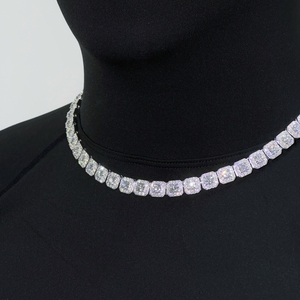 패션 주얼리 10mm/12mm 힙합 락캔디 테니스 체인 VVS 모이사나이트 925 실버 남성용 목걸이 - Product Image 6