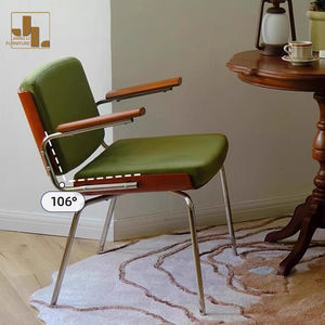 Современный винтажный гостиничный Ресторан деревянный + металлический каркас обеденный стул гостиная спальня бархатное кресло мебель - Product Image 5