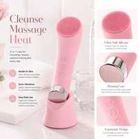 Brosse nettoyante électrique pour le visage en silicone, 3 modes, 5 vitesses, étanche IPX6, vibration sonique, chauffage, massage du visage, appareil de soin de la peau