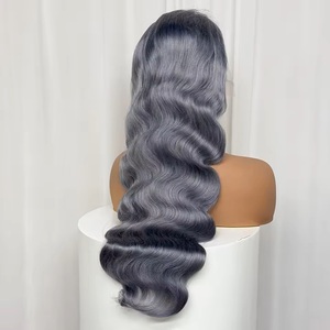 Perruque Lace Frontale HD 13x6 en Cheveux Humains Vierges, Ondulation Body Wave, <span class=keywords><strong>Couleur</strong></span> Gris Transparent 13x4, Densité 250% - Product Image 4