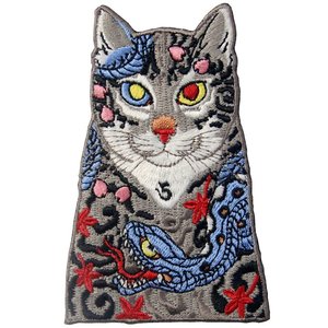 Toppe ricamate su <span class=keywords><strong>gatti</strong></span> personalizzati con serpente e foglie Patch per tatuaggio Applique in ferro su cucito su ricamo per <span class=keywords><strong>gatti</strong></span> ricamati - Product Image 3