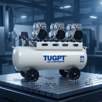 Compresseur d'air compact sans huile 90L à moteur DC basse consommation pour usage industriel général, fonctionnement silencieux 50dB, déplacement 240L/min, pression max. 7 bars