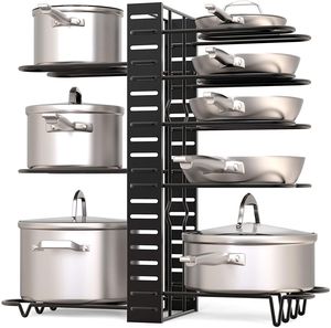 5-tier multifunction adjustable kitchen cabinet fry pan organizer and storage rack organizer