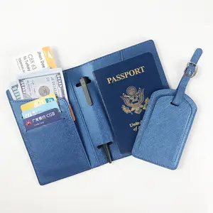 Capa em couro pu minimalista para mulheres, conjunto vazio e porta-passaporte para viagem para homens e mulheres