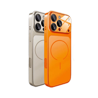 Coque de téléphone antichoc avec protection d'appareil photo couleur unie, finition mate dépolie, électroplaquée, compatible charge sans fil magnétique et support anneau magnétique pour