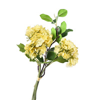 Rangkaian Bunga Hydrangea Buatan Realistis dengan Daun 33cm, Tangkai Hydrangea Sutra Imitasi 3 Kepala untuk Vas Dekorasi Rumah Pernikahan Centerpiece