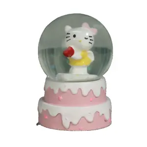 树脂定制迷你可爱猫雪球家居装饰迷你音乐灯雪球定制树脂玩具人物雕像迷你水球