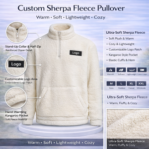 Fabricants de vêtements sur mesure – Pull à col montant anti-rétrécissement, coupe classique, chaud et doux, en polaire Sherpa 600 g/m², avec fermeture éclair quart de tour - Product Image 3