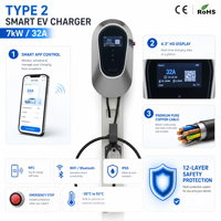 Cargador de CA para vehículos eléctricos de 22 kW con 2 pistolas, cable de carga EV Tipo 2 a enchufe CEE UK, cargadores de pared EV de 22 kW, OEM ODM
